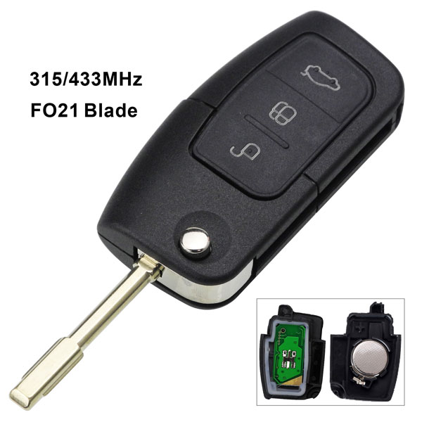 3 Buttons 433 mhz ID60/4D60 Chip Folding Flip Fob Remote Car Key For Ford Focus Mondeo Fiesta 