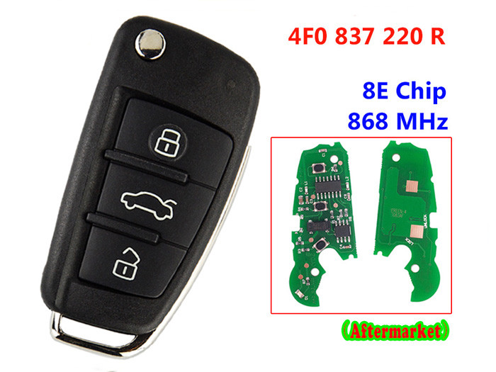 Audi Q7,Q6,S6 2006+Flip Remote,3Buttons 8Echip,868Mhz,HU66, 4F0837220R