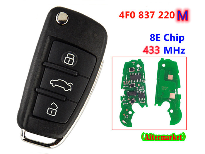  434MHz 8E Chip Remote Flip Key For Audi Q7 A6 Europe Fccid  4F0837220M