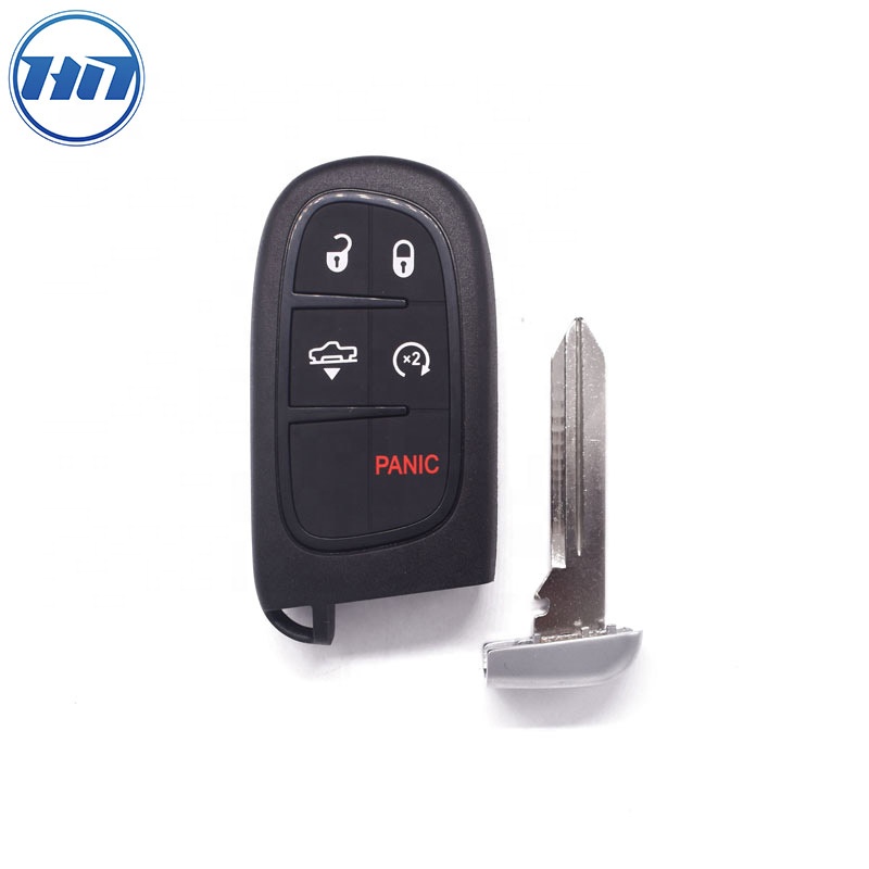 Aftermarket keyless remote car key with 4+1 button 433MHz ID46 chip for 14-18 RAM 1500 2500 3500
