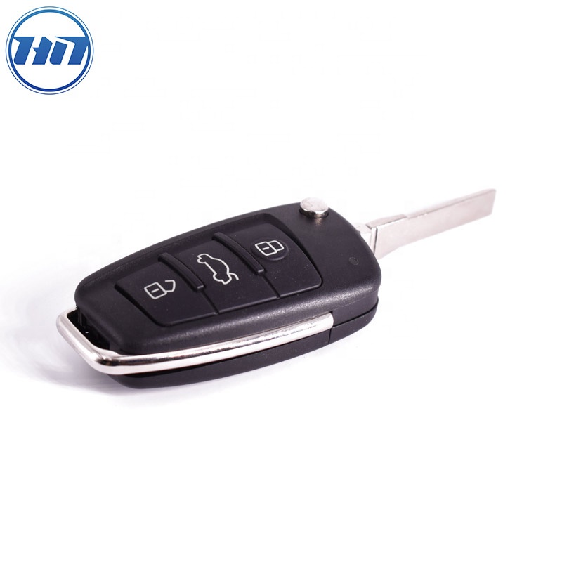 Quality Q7 A6 3buttons Flip Remote Replacement Shell with Uncut Key Blade Smart Entry Car Key Case