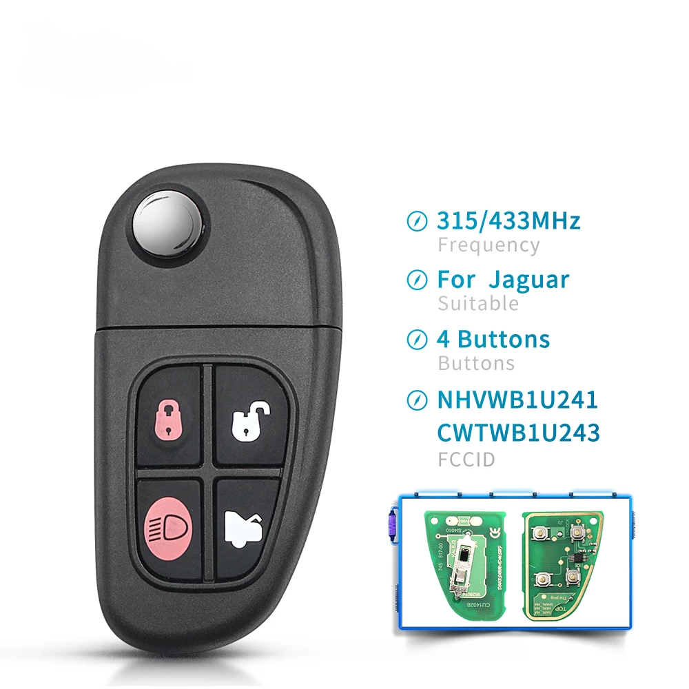 4 Buttons NHVWB1U241 433 Mhz ID60 Chip Car Key Fob Flip Remote Key