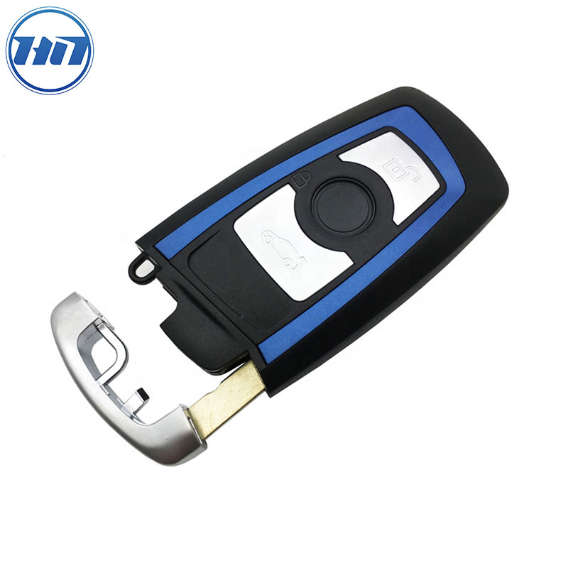 Excellent 3buttons Auto Car Key Remote Replacement blue shell with Uncut Key Blade For F CAS4 5 Series 7 Series Smart Key