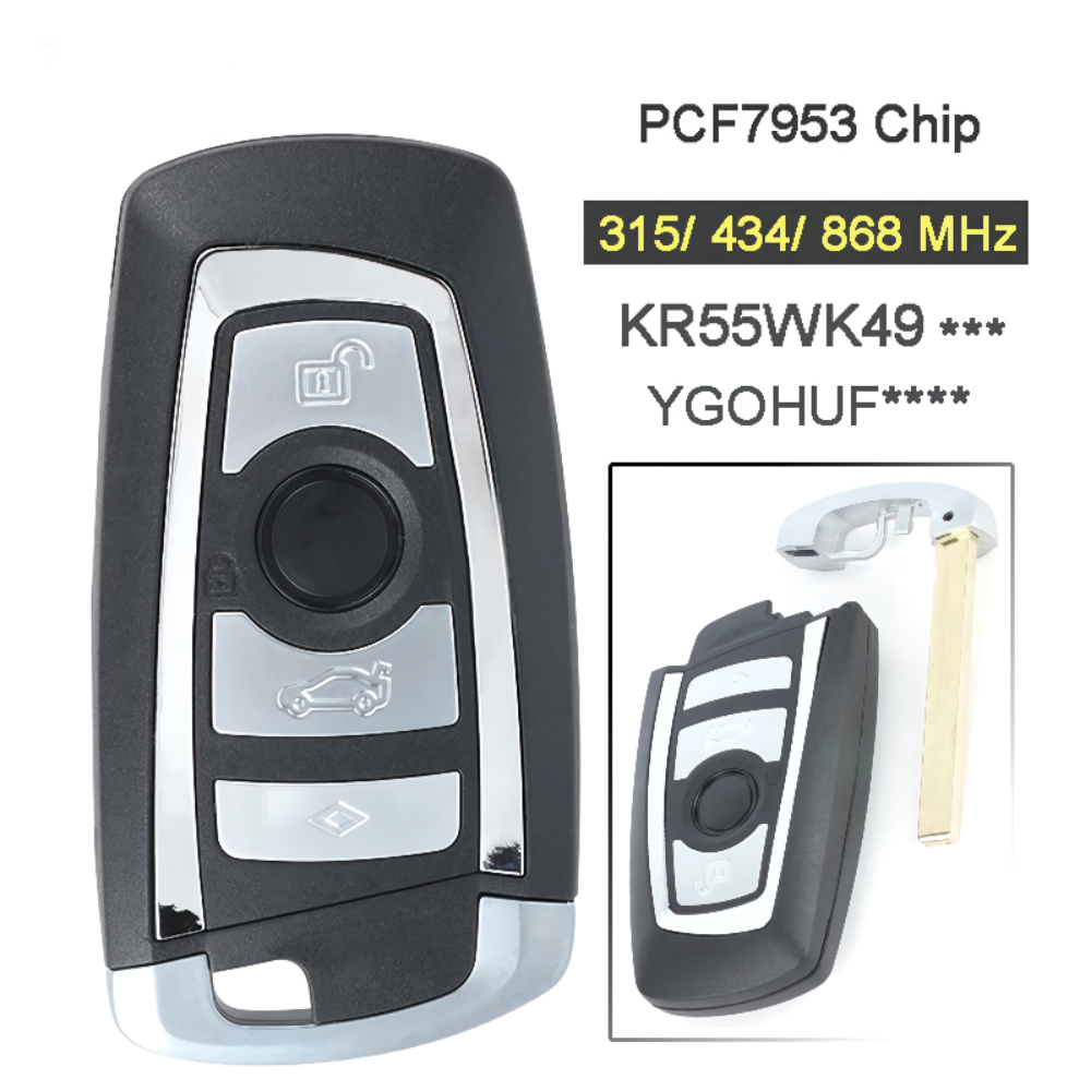 HN00B271 315/434/868MHz PCF7953 Chip CAS4+/FEM KR55WK49863 Replacement 4 Button Remote Key Key For BMW 1 2 3 4 5 6 7 Series X3 M2