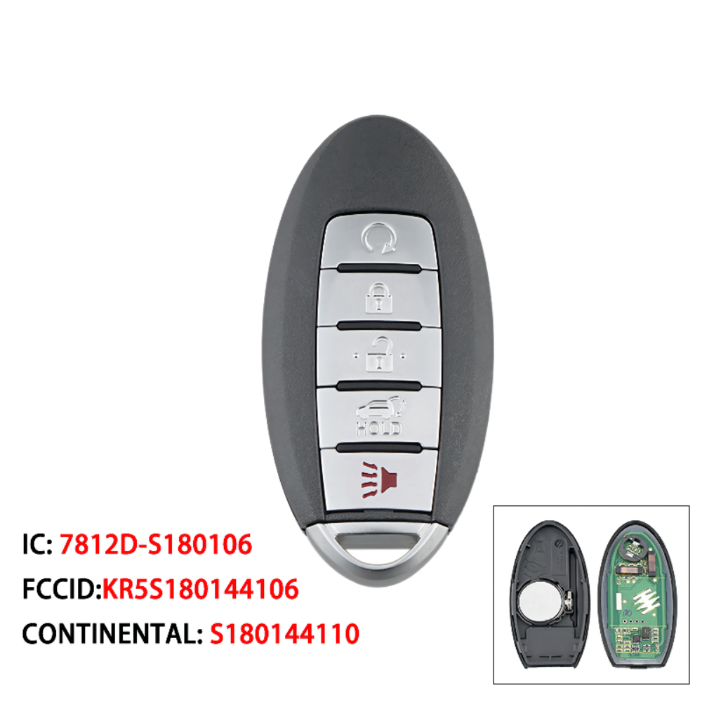 HN006207 S180144110 Smart Car Remote Key 5 Buttons 433.92mhz For Nissan Rogue 2017 2018 Fcc ID: Kr5s180144106