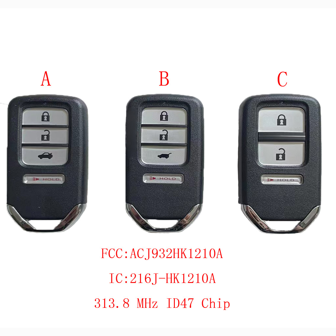  Original Suitable For Honda 313.8 MHz ID47 Chip FCCID ACJ932HK1210A IC: 216J-HK1210A Smart remote Car  Key